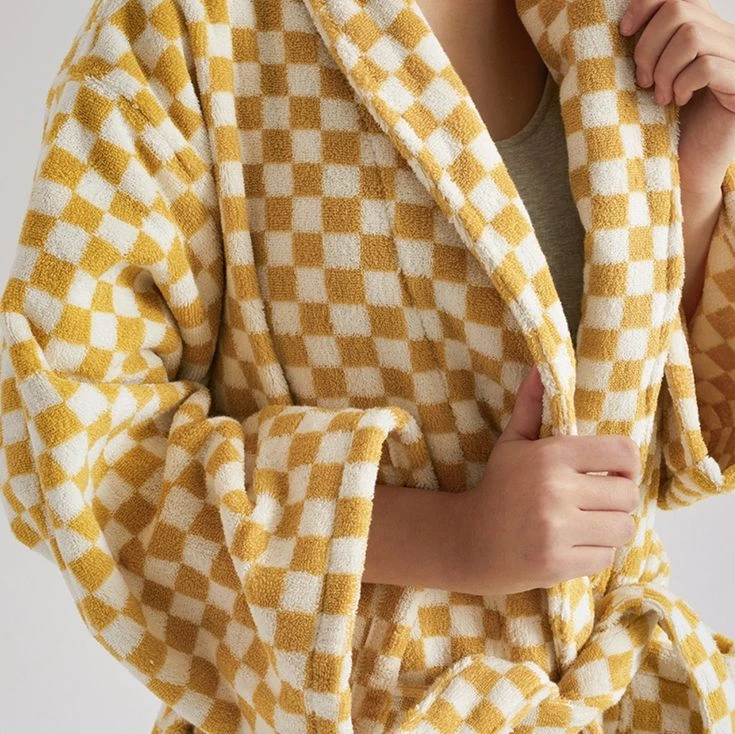 CHINEE Custom Plaid Design Spa Robes For Men And Women 100% Cotton Terry Fabric Shower Robe High Quality Luxury Hotel Sleepwear
