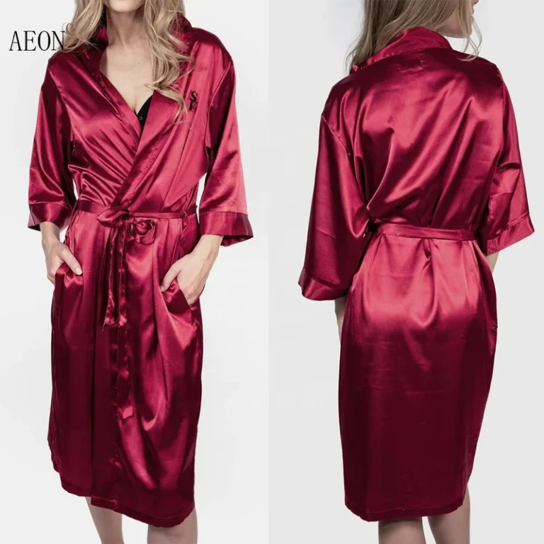 CHINEE Custom Plus Size Silky Satin Kimono Robes With Pocket for Women Bridesmaid Robe De Satin