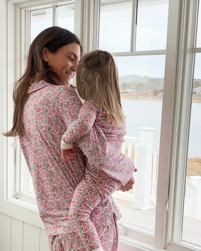 CHINEE Custom Premium Floral Pattern Matching Pajamas Mom Baby Girl Cozy Long Sleeve Sleepwear Set