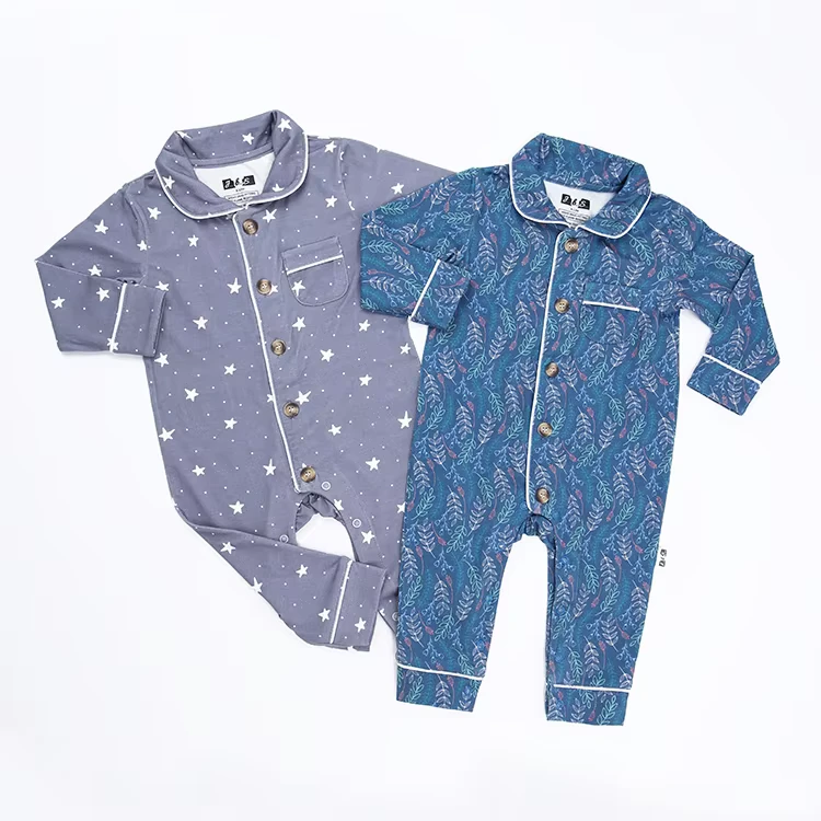 CHINEE Custom Print Autumn Winter Long Sleeves Baby Kids Sleeping Romper Little Baby Pajamas Romper Set Kids Nightgown