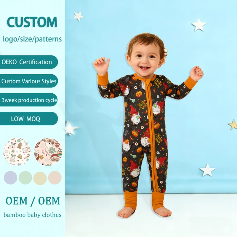 CHINEE Custom Print Baby Infant 95% Bamboo 5% Spandex Onesizes Rompers Clothes Toddler Kid Pajamas Sleepwear Clothing for Baby