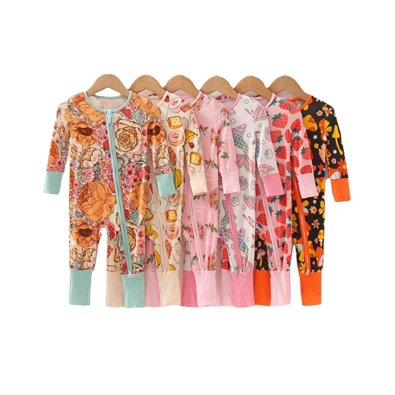 CHINEE Custom Print Baby Infant Organic 95% Bamboo 5% Spandex Onesie Rompers Clothes Toddler Kid Pajamas Sleepwear Clothing for Baby