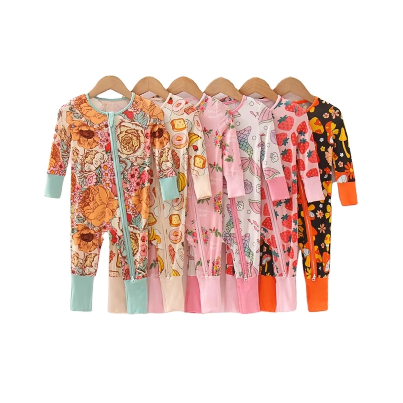 CHINEE Custom Print Baby Infant Organic 95% Bamboo 5% Spandex Onesie Rompers Clothes Toddler Kid Pajamas Sleepwear Clothing for Baby