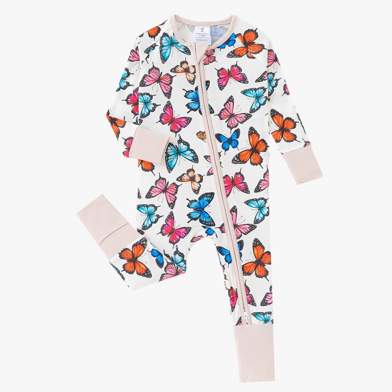 CHINEE Custom Print Baby Zipper Footed Sleeper Romper Clothes Toddler Kids Pajamas Sets Clothing Bamboo Baby Pajamas