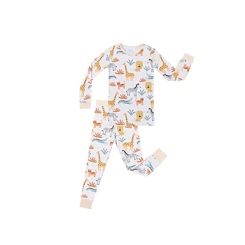 CHINEE Custom Print Bamboo Baby Toddler Sleepwear Pjs Clothing Set Kid Long Sleeve Two Pieces Pajamas Sets