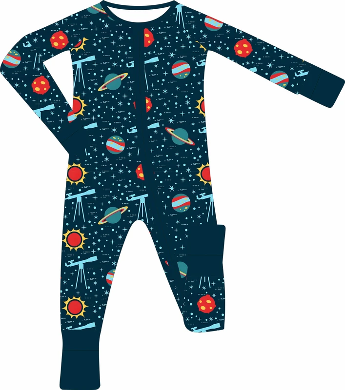 CHINEE Custom Print Bamboo Fabric Toddler Clothes Baby Rompers Pajamas Sleeper Jumpsuit Zipper Closure Sleepwear Clothing for Children