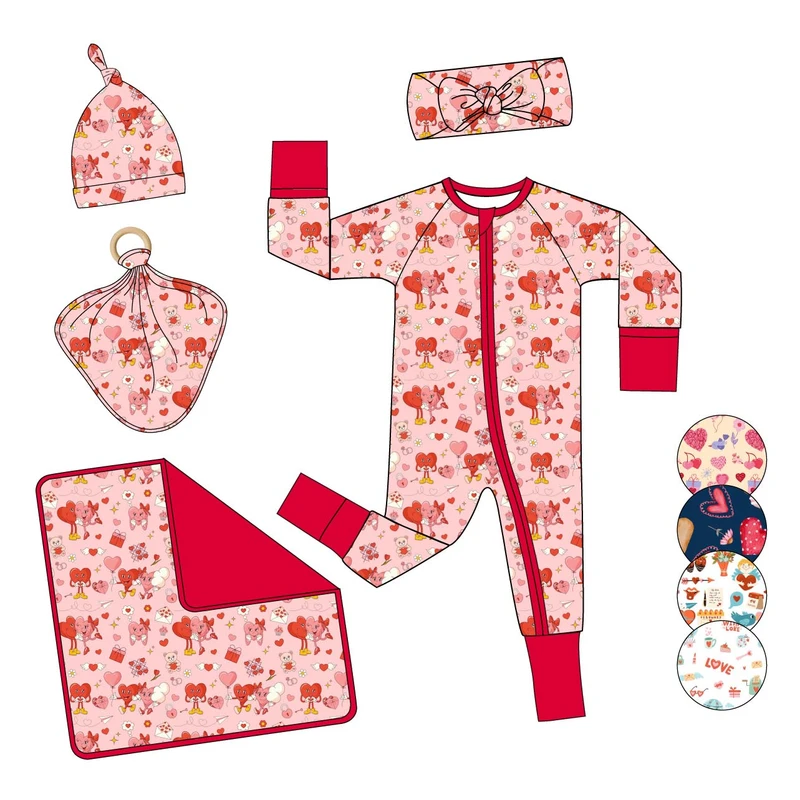 CHINEE Custom Print Bamboo Viscose Pajamas Organic Double Zipper Bamboo Girls Set Little Sleepers Kids Bamboo Baby Clothes