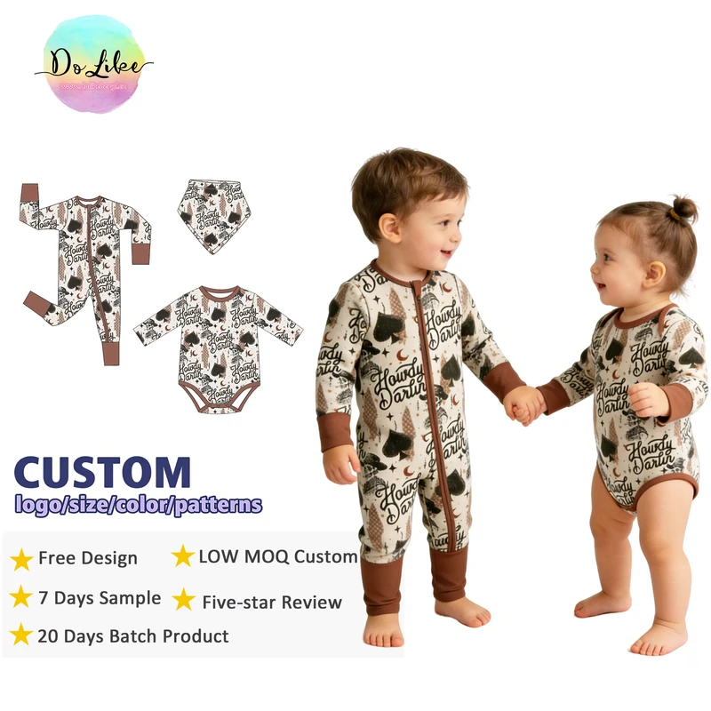 CHINEE Custom Print Bamboo Viscose Pajamas Zippy Bamboo Boys Romper Baby Pyjamas