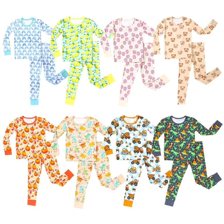 CHINEE-Custom-Print-Organic-Bamboo-Baby-Toddler-Sleepwear-Two-Pieces-Pjs-Clothing-Set-Kid-Pajamas-Set