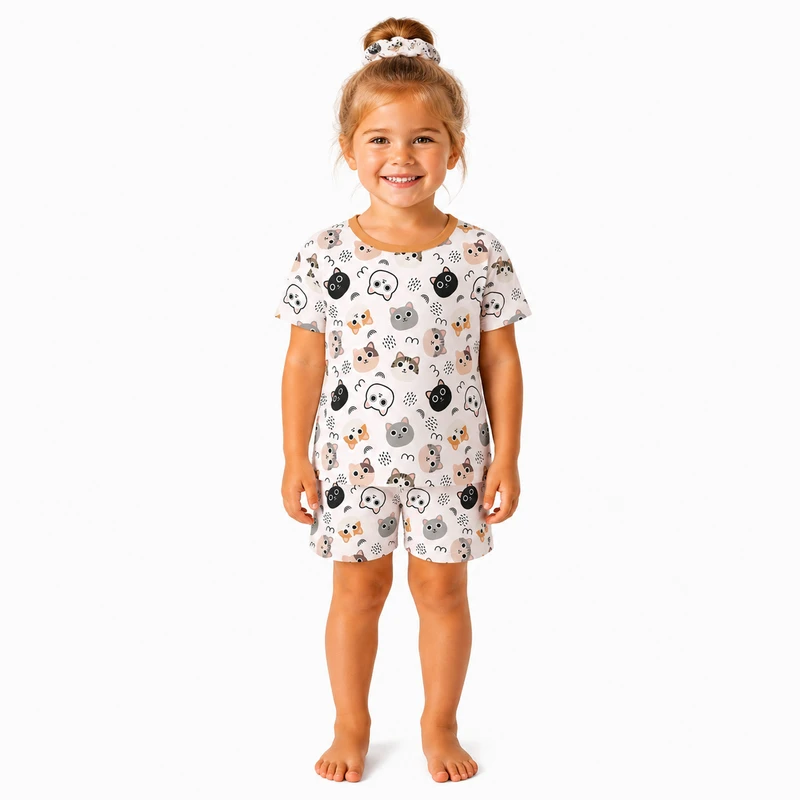 CHINEE Custom Print Organic Bamboo Kid Toddler Pajamas Clothing Set Short Sleeve T shirt Shorts Pajama Children Two Pieces Pjs Set