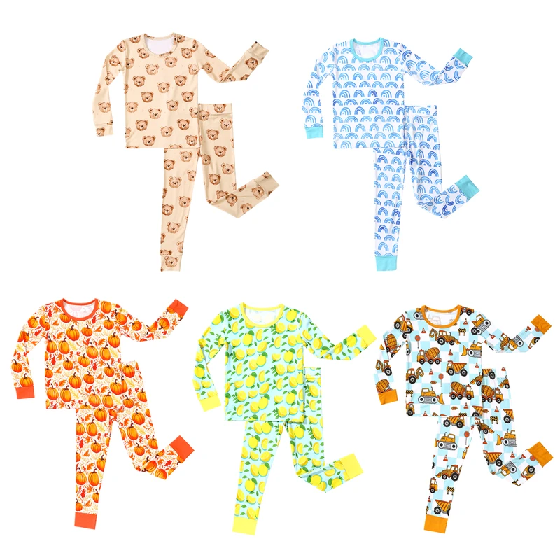 CHINEE Custom Print Organic Bamboo Spandex Baby Toddler Children Sleepwear Pjs Clothing Set Kid Two Pieces Pajamas Set for Kid