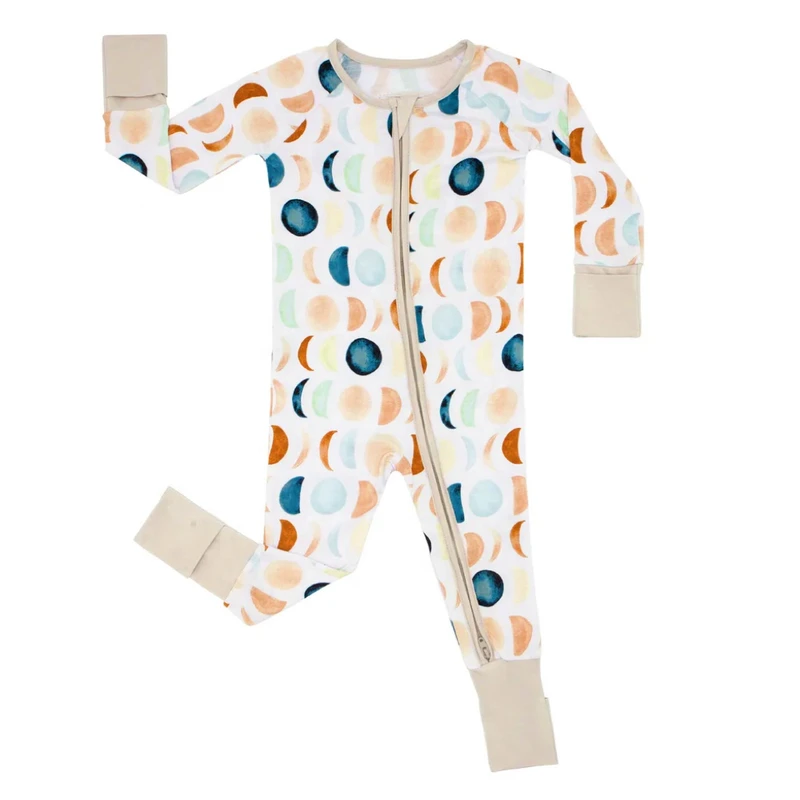 CHINEE Custom Printed Baby Kid Bamboo Spandex Double Zipper Pajamas Sleepers Children Toddler Sleepwear Rompers Onesie Clothes