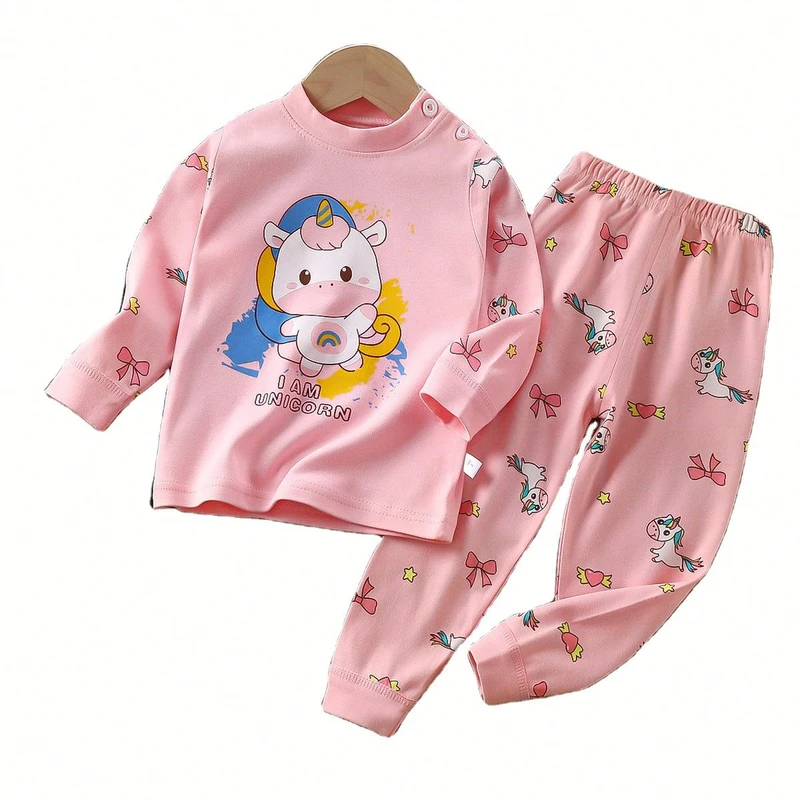 CHINEE Custom Printed Cotton Baby Pajamas Suits Kids Clothing Factory 2 Pcs Long Sleeve Casual Toddler Set