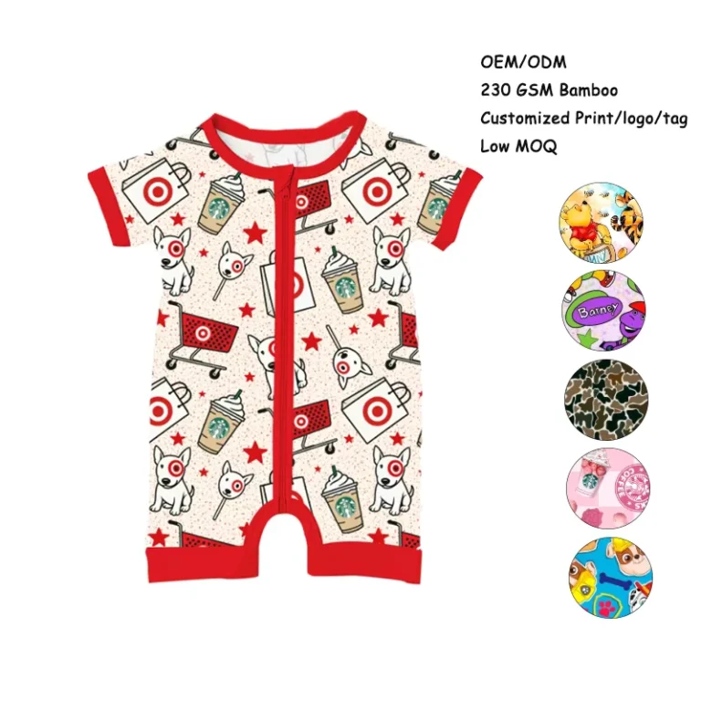 CHINEE-Custom-Printed-Unisex-Baby-Bamboo-Shortie-Short-Sleeve-Bamboo-Baby-Zippy-Pajamas-Romper-Onesie-2-Way-Zipper-Baby-Short-Zippy