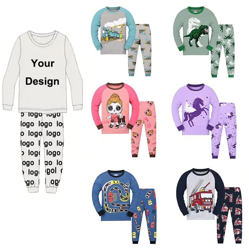 CHINEE Custom Printing Cotton Baby Pajama Set for Kids Winter Cartoon Children's Boys Pjs Girls' Sleepwear Pajamas 2-9Y