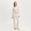 CHINEE Custom Printing Spring V neck Comfortable Breathable Long Sleeve And Pants Pajama Set For Women Nightwear Sleepwear