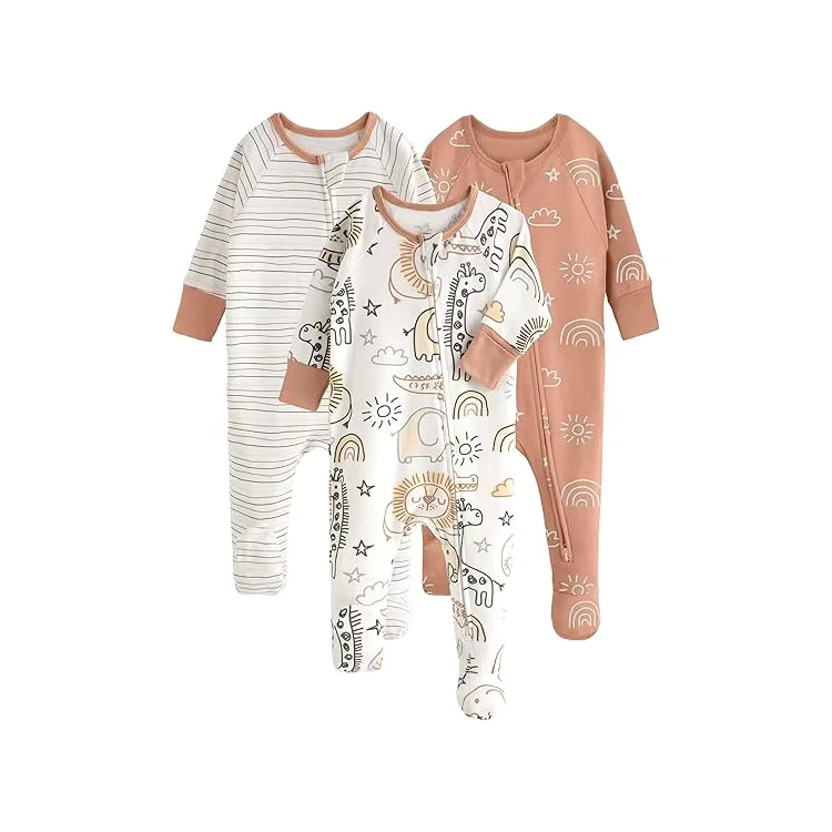 CHINEE Custom Prints 100% Cotton Baby Infant Footie Pajamas Onesie Set for Baby and Kids