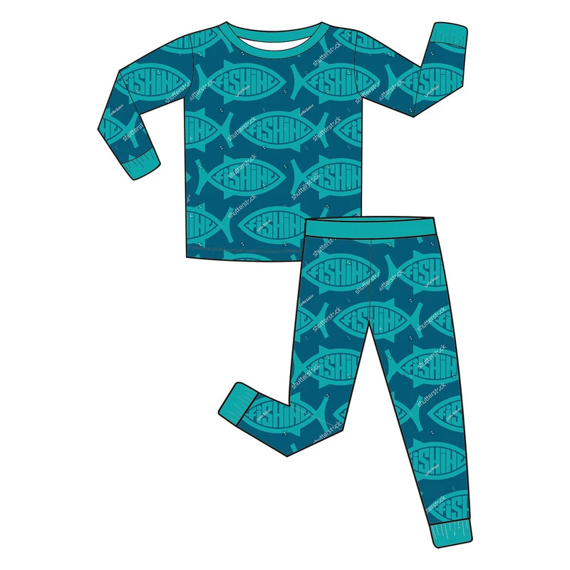 CHINEE Custom Prints 95% Bamboo 5% Spandex Kid Baby Toddler Short Sleeve Pants Two Piece Pajamas Clothing Sets Children Outfit Pjs