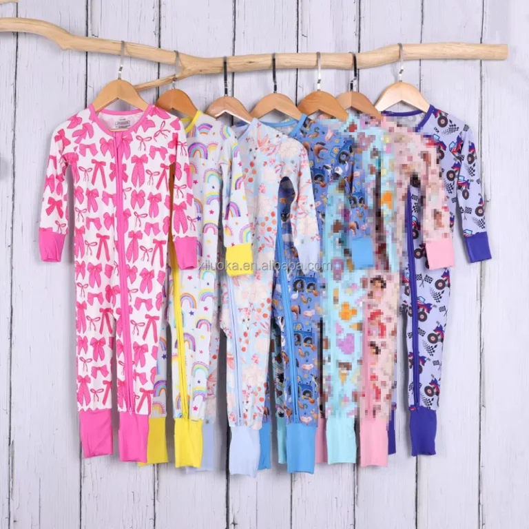 CHINEE-Custom-Ribbons-Bows-Organic-Bamboo-Zippy-Newborn-Baby-Romper-Sleeper-Kid-Infant-Pajamas-Clothes-1