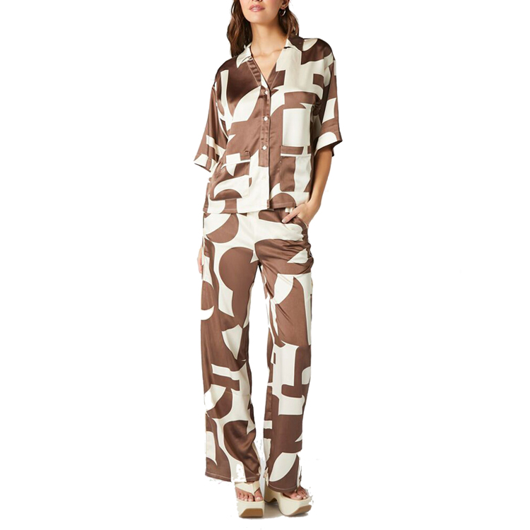 CHINEE Custom Satin Pajamas Women's Long Sleeve Sleepwear Soft Button Down Lounge wear Pajamas Set