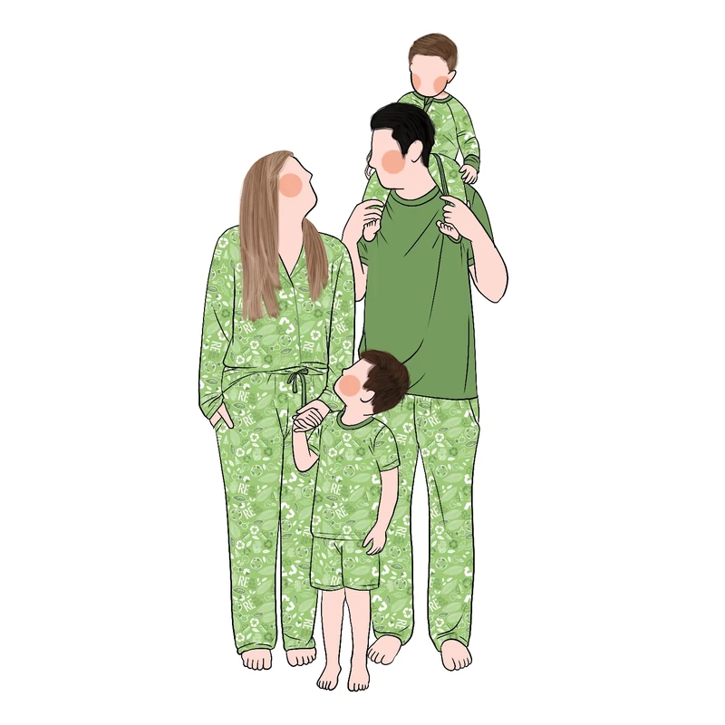 CHINEE Custom Simple Atmosphere Comfortable Bamboo Breathable 2 piece Family Matching Pajamas