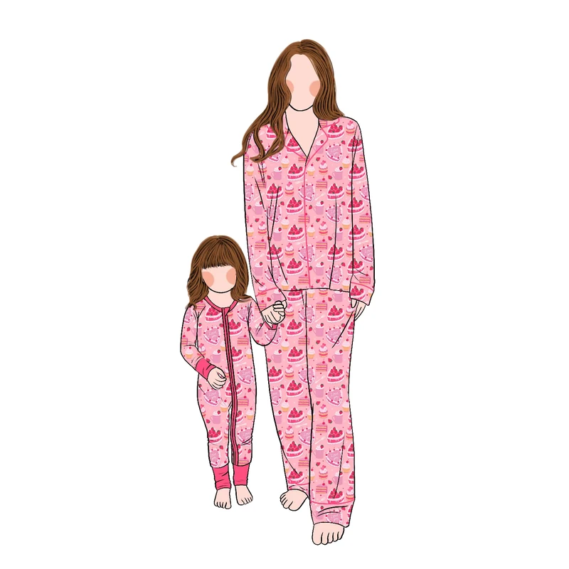 CHINEE Custom Sleepwear Button up Pajamas Sets Kids Adults Cute and Comfortable Baby Romper Zippy Pajamas