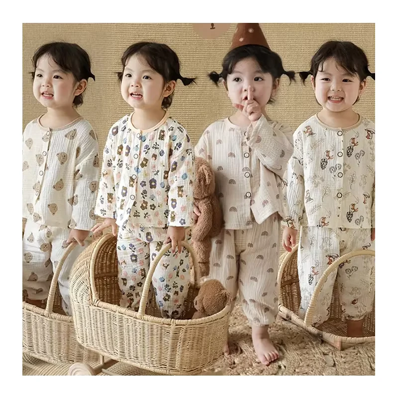 CHINEE Custom Summer Cotton Pajamas for Kids Child Baby Girls Loungewear Night Wear Toddler Girls Sleepwear Pajamas Set