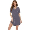 CHINEE Custom Summer Night Pajamas Women's Viscose Bamboo Short Sleeve Nightgown Button Down Sleepshirt