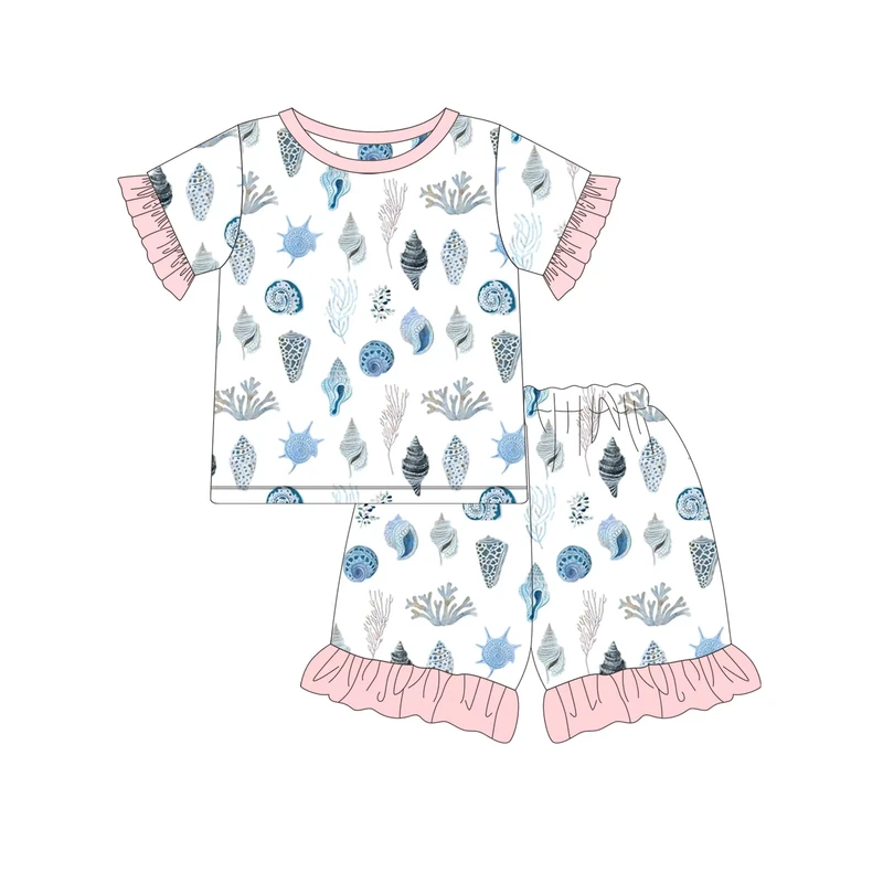 CHINEE Custom Summer Print Cotton Design Sleepwear Two Piece Set Boutique Girls Kids Pajamas