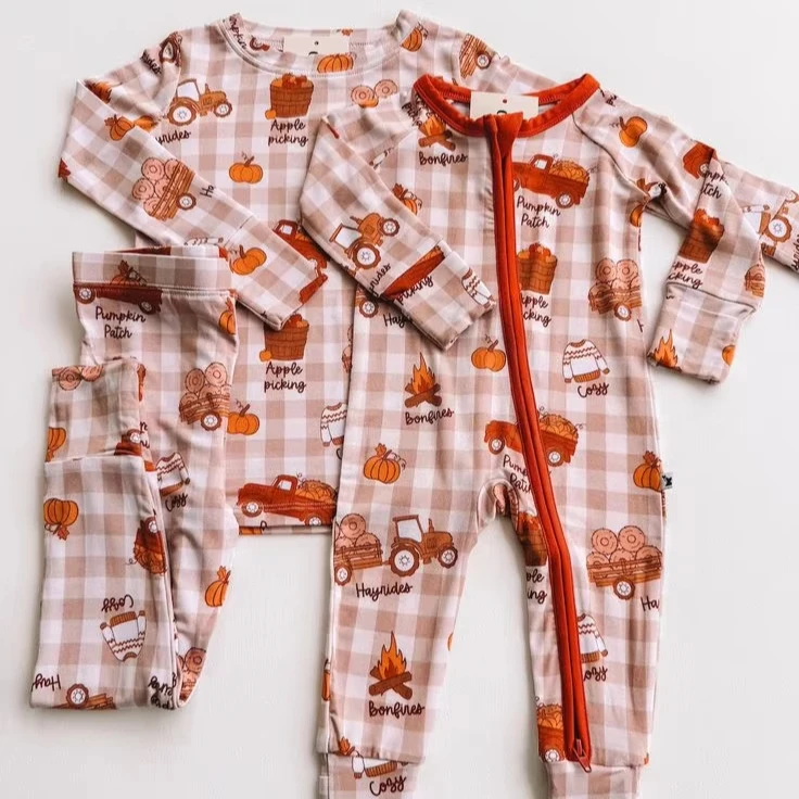 CHINEE Custom Toddler Baby Clothing Bamboo Sets Kids 2 Piece Pajamas Set Zipper Sleepwear for Boys