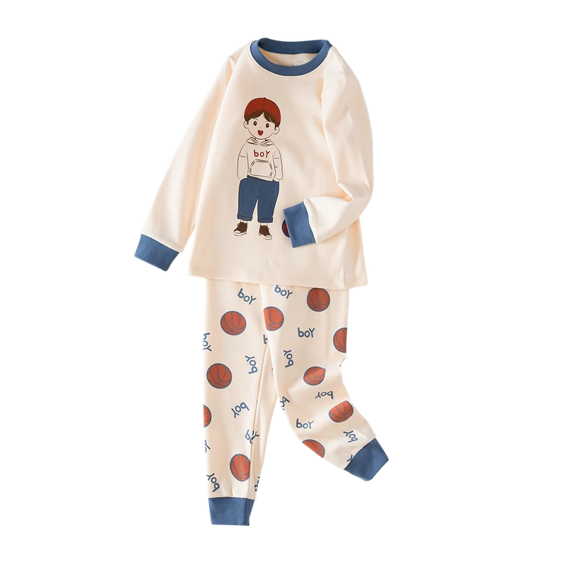 CHINEE & Custom Toddler Children Boy Cartoon Winter Cotton Spandex Casual Clothing Pijamas Pajamas Sleepwear Set