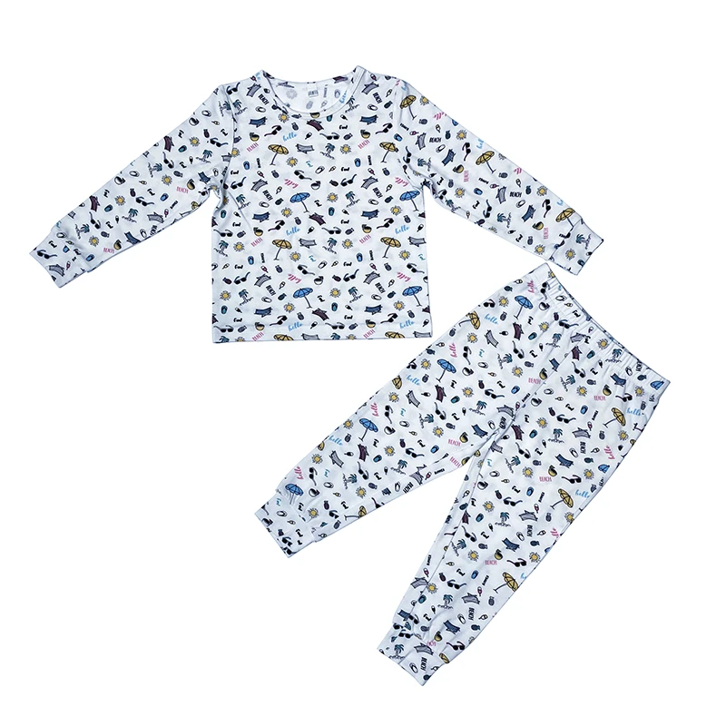 CHINEE Custom Toddler Girls Clothing O Neck Top and Legging Children's Print Contrast Trim Cartoon Cotton Pajamas Set Boys Pyjamas Kids