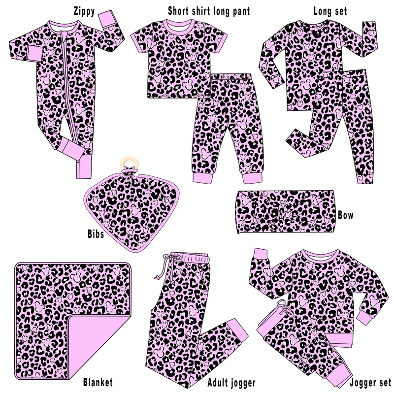 CHINEE Custom Unisex Baby Bamboo Rompers Kids Pajamas Purple Family Matching Sleepwear Sleepsuit Clothes
