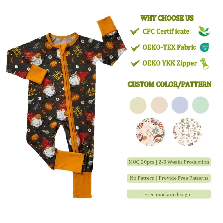 CHINEE-Custom-Western-Kids-Bamboo-Baby-Pajamas-Christmas-Character-Baby-Bamboo-Zipper-Pajamas-Romper