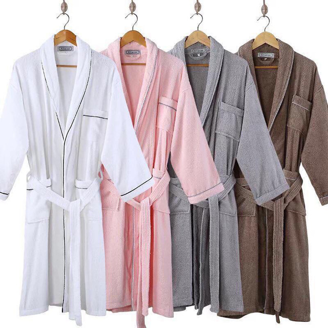 CHINEE Custom White Hotel Bath Robe 100% Cotton Towel Bathrobe Slippers Set Unisex Bathrobe With Logo