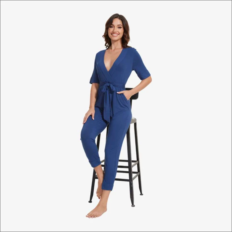 CHINEE Custom Women Onesie Adult Onesies Jumpsuits Deep V neck Sexy Women Bamboo Women's Jumpsuits Sleepwear Vietnam