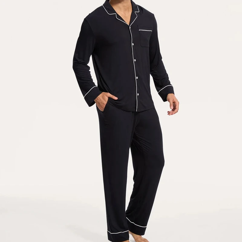 CHINEE Custom Your Brand Name Mens Pajama Sets Custom Long Sleeve Sleepwear Men's Pajamas Satin 100% Silk Summer Night Suit