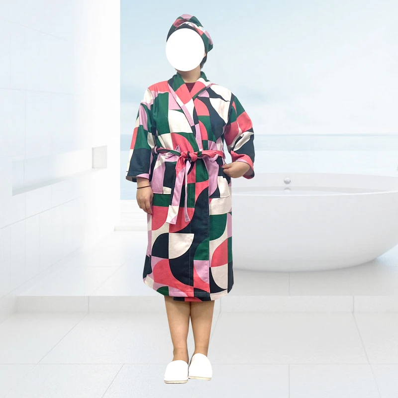 CHINEE Custom logo Sublimation Designer Soft Adult Bathrobe and Hair Wrap Towel