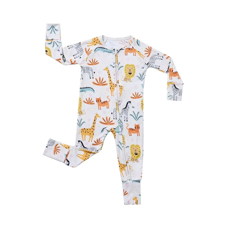 CHINEE-Customizable-95-Bamboo-5-Spandex-Custom-Print-Pajamas-Baby-Jumpsuit-Sleepwear-Kids-Zipper-Romper-Pajamas