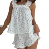 CHINEE Customizable Women's Casual Sleepwear Set Sleeveless Cotton Pyjama Shorts Summer Elastic Waist Closure 2 Pcs Nightnights