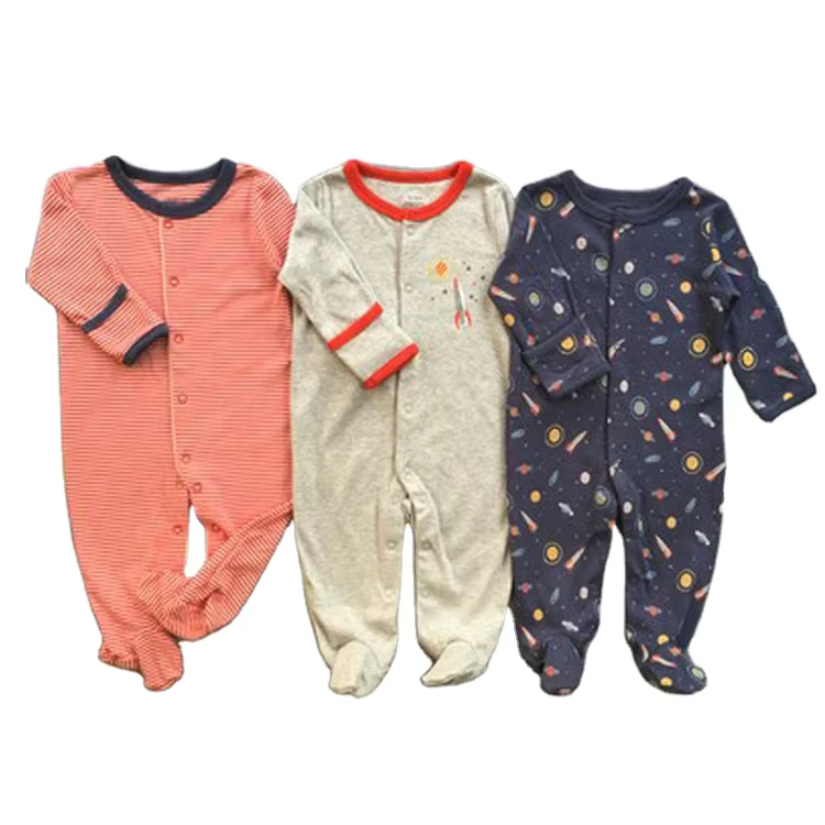 CHINEE Customized Autumn Kids Baby Jumpsuit Long Sleeve Baby Footie Romper Organic Cotton Baby Pajamas