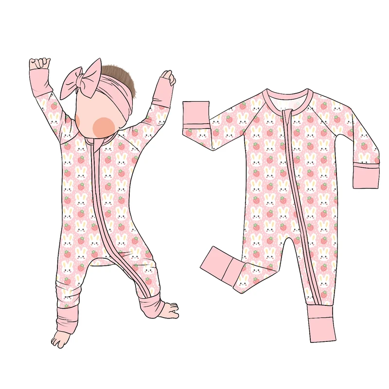 CHINEE Customized Bamboo High Quality Sleepwear Soft Long Sleeves ZippyJumpsuit Sleepwear Rompers for Kids Baby Children Pajamas