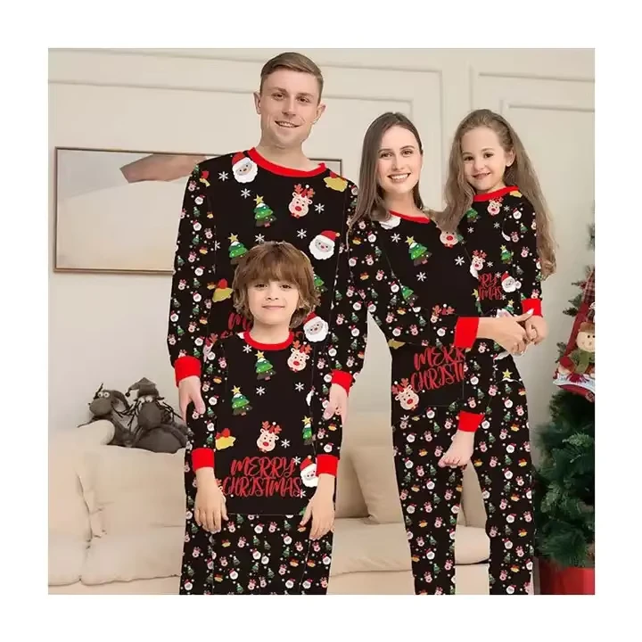 CHINEE Customized Color Family Christmas Adult Clothing Plus Size Summer Long Sleeve Printed Shirt Pajamas Winter Sleepwear