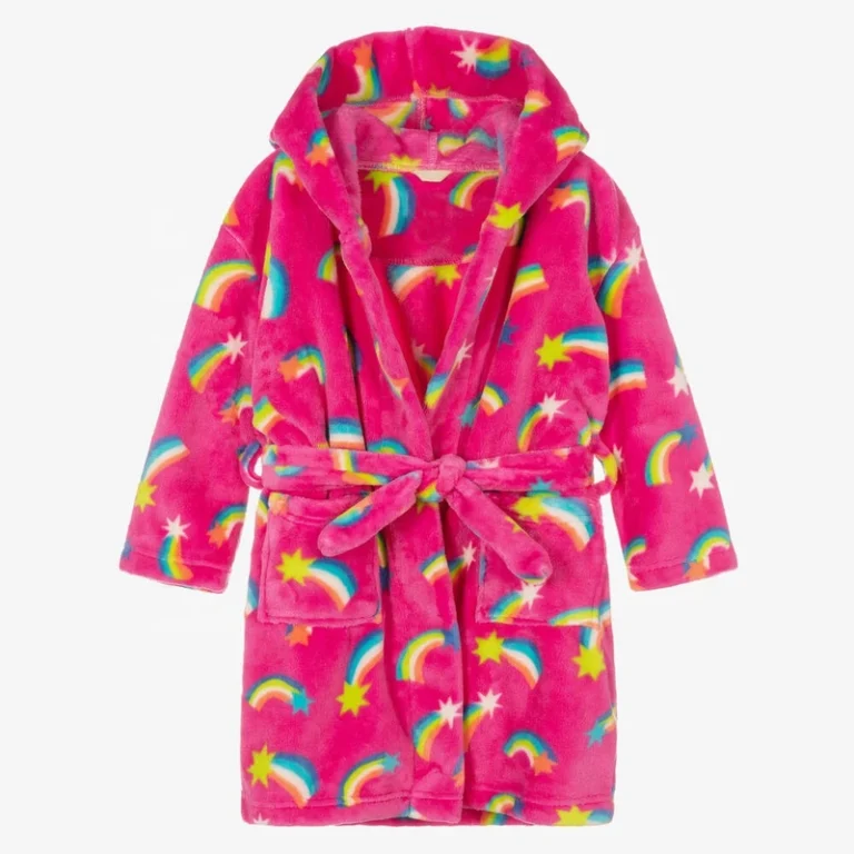 CHINEE-Customized-Design-Winter-Pink-Shooting-Star-Toddler-Girls-Night-Fleece-Robe-Breathable-Plus-Size