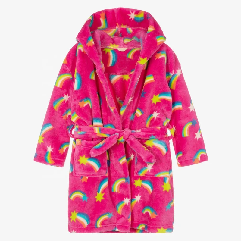 CHINEE Customized Design Winter Pink Shooting Star Toddler Girls Night Fleece Robe Breathable Plus Size
