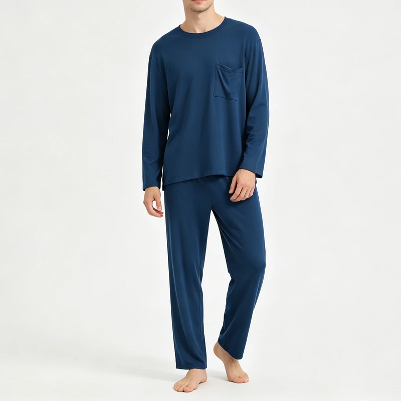 CHINEE Customized Men's Winter Pajamas Long Sleeve and Pants Sleepwear Loungewear Male Nighty Nightwear Cotton Pajamas for Men