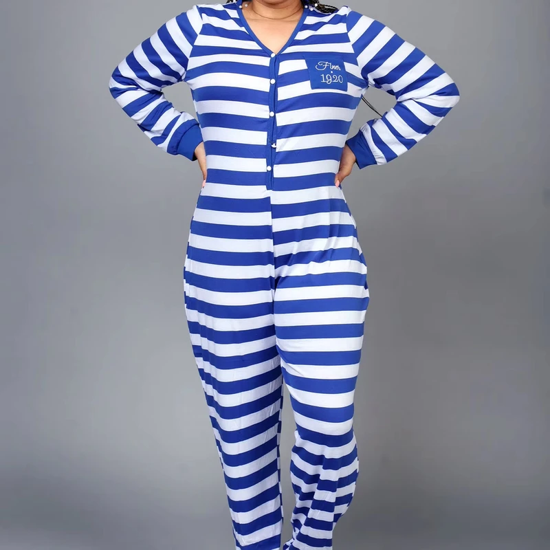 CHINEE Customized OEM ODM Embroidered Sorority Finer Onesie Women's Pajamas Relaxing and Comfortable V Neckline