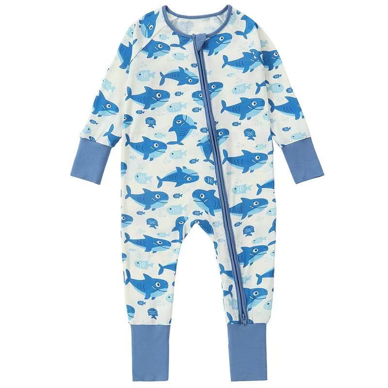 CHINEE Customized Organic Bamboo Cotton Infant Toddler Jumpsuit Sleeper Sets Comfortable Breathable Two Way Zipper Closure
