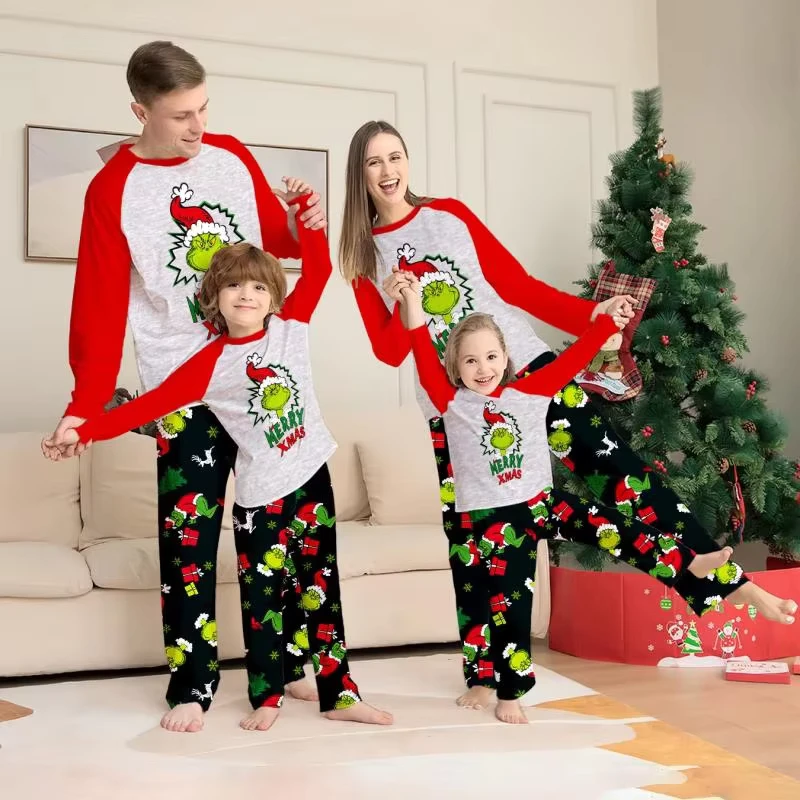 CHINEE Customized Plus Size Two Pieces Family Christmas Home Suit Matching X mas Pajamas Clothes