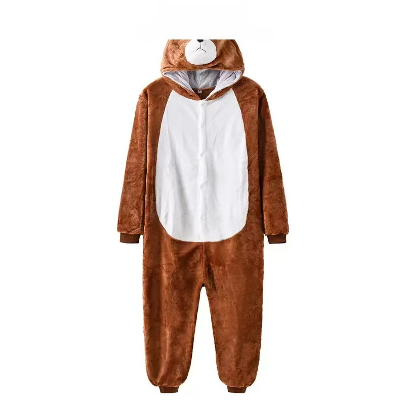 CHINEE Cute Animal Flannel Fabric Girls Onesies of Adult Custom Hooded Pajamas Womens Sleepwear Kawaii Night Pijamas for Home Wear